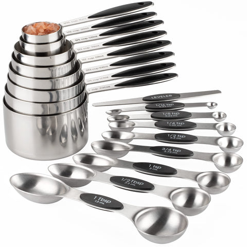 Turewin stainless steel measuring cups full kit on display for easy cooking prep
