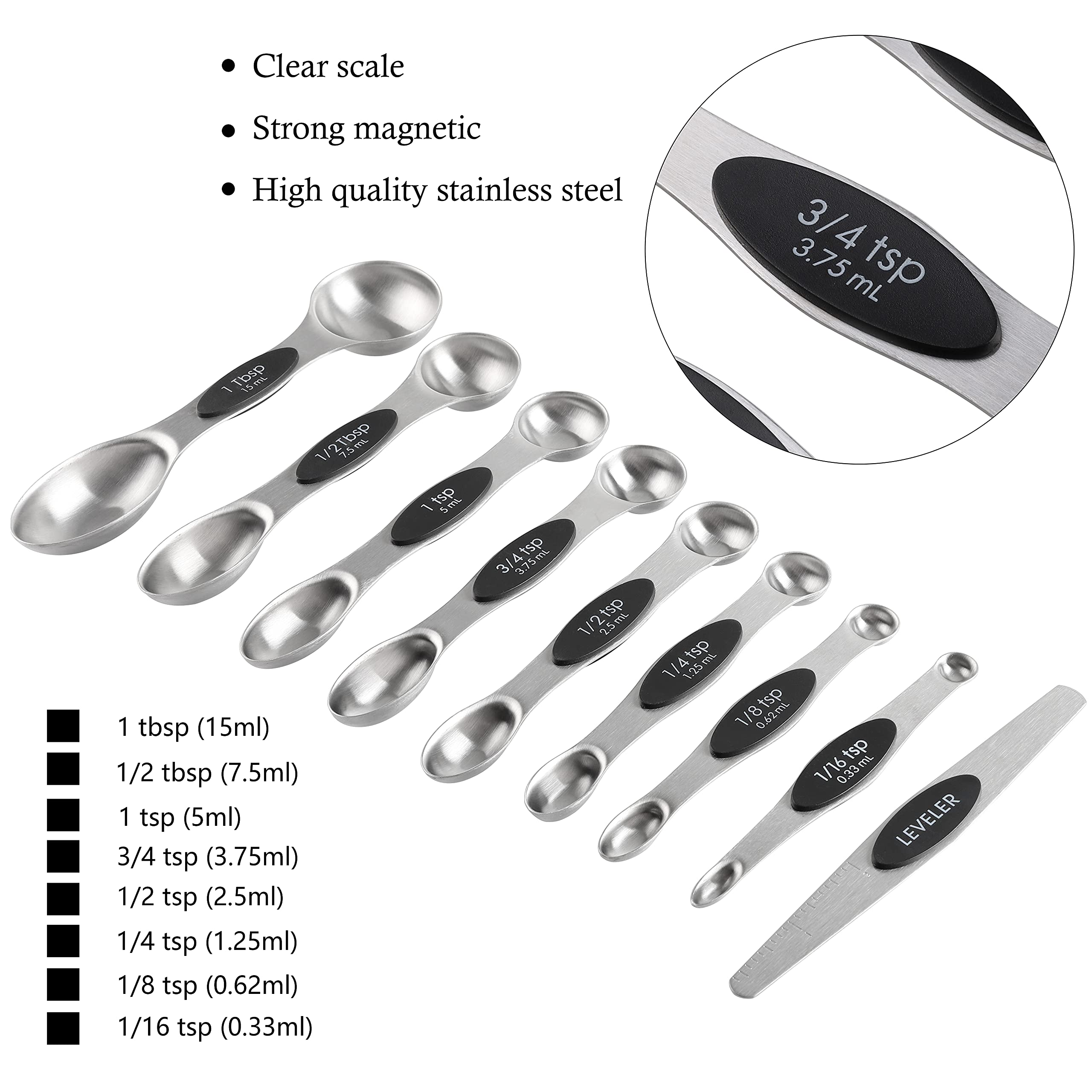 Turewin magnetic spoons resting together for quick access