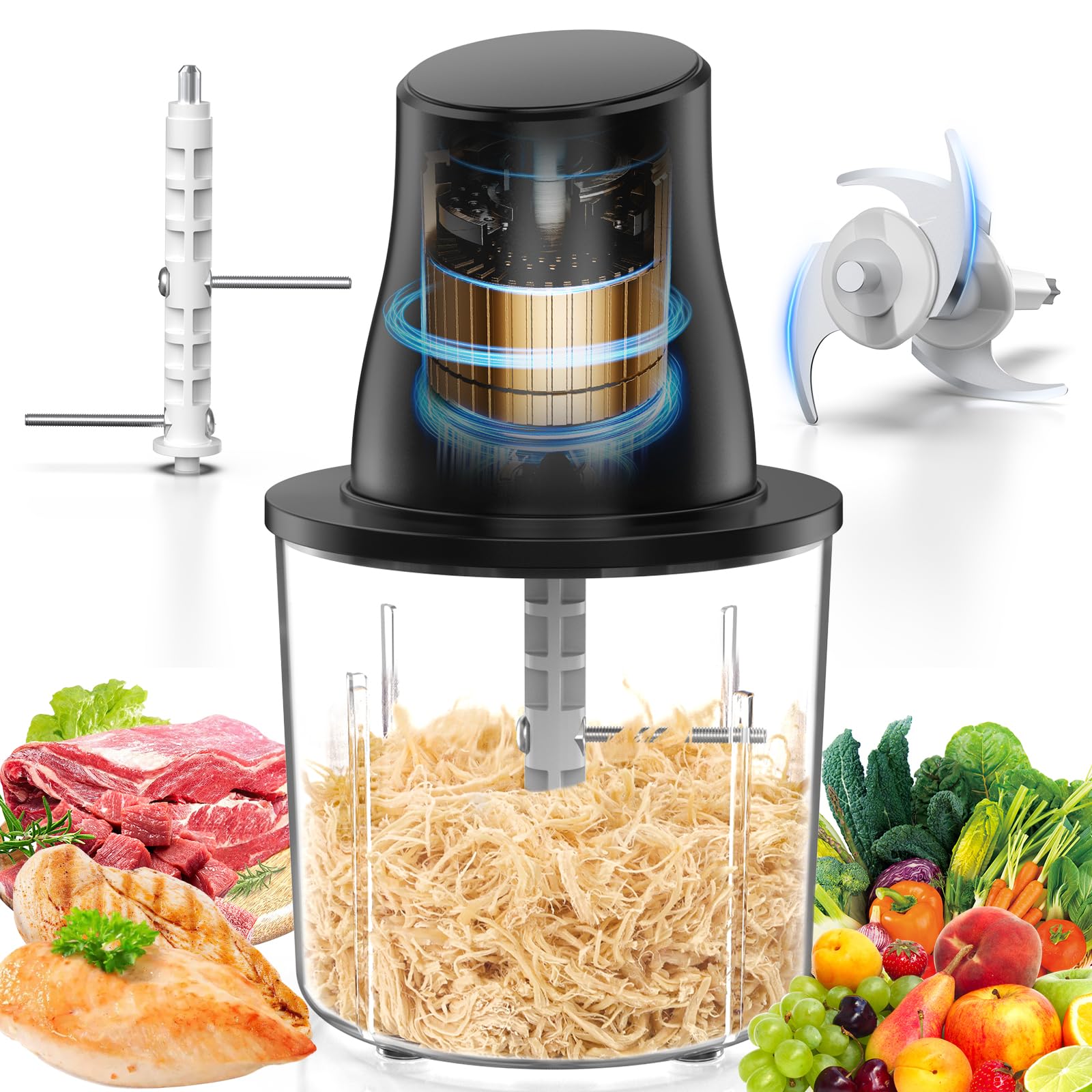 TURNRISE electric chicken shredder front view for fast, mess-free kitchen prep.