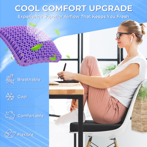 TushGuard gel seat cushion with cooling-pattern design for breathability during long sessions.