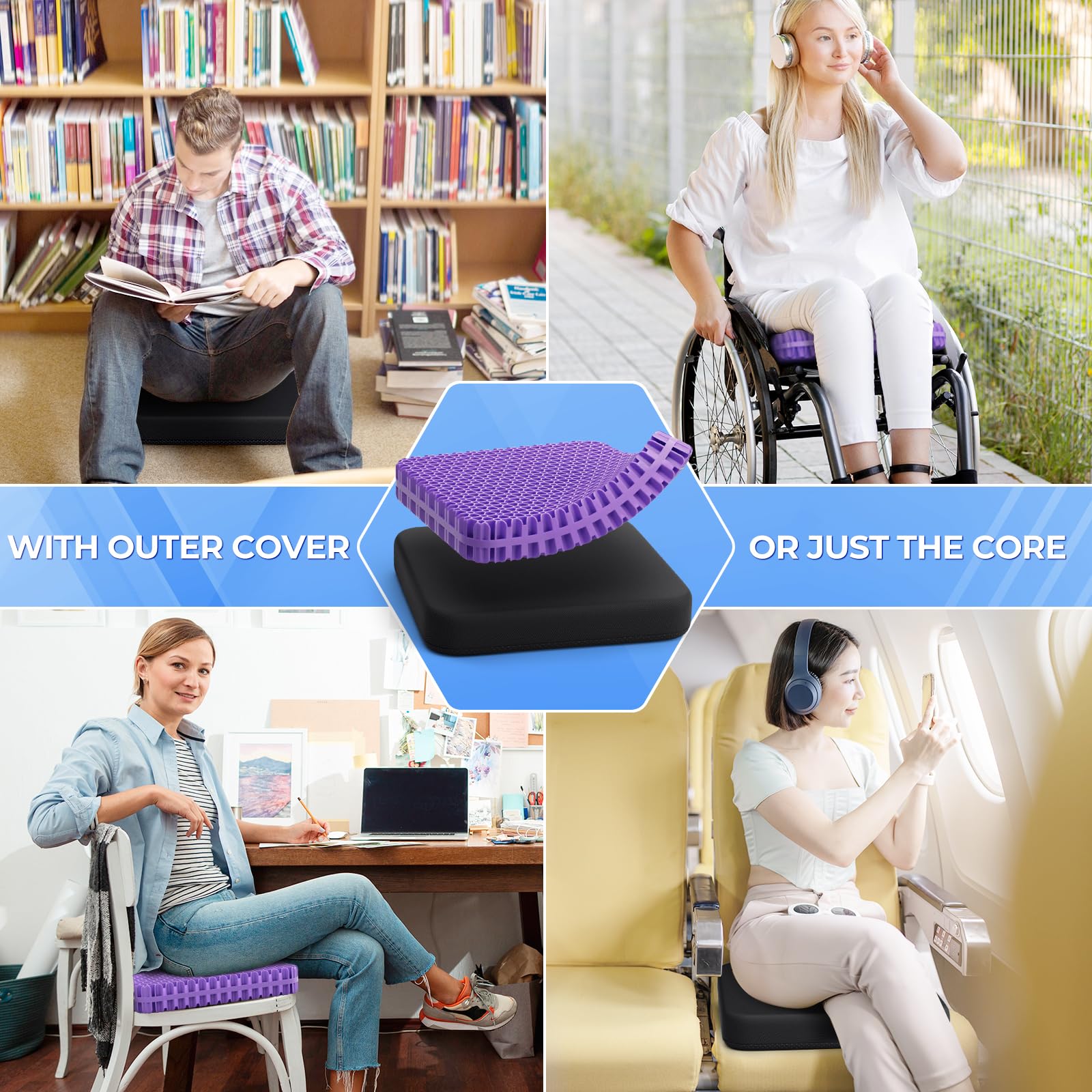 TushGuard gel seat cushion travel-friendly and lightweight for on-the-go comfort.