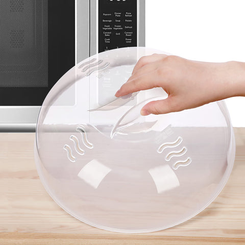 Tusjiain microwave splatter cover 11.5-inch with large vents for cleaner microwaving.