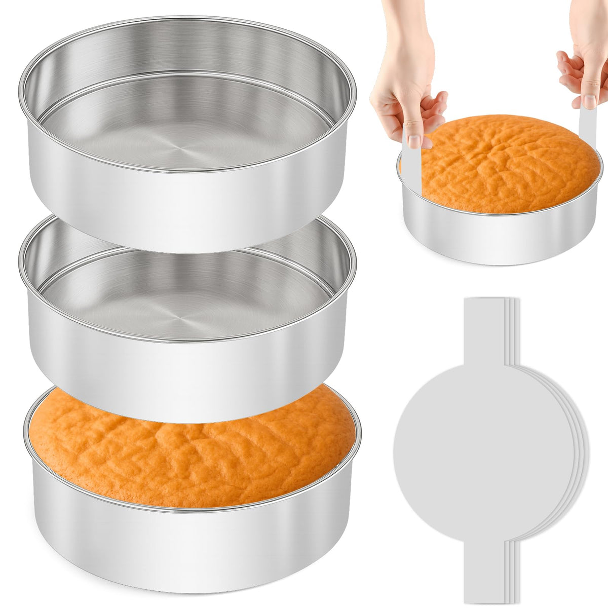 Tutikuki 8-inch cake pan with mirror finish for even baking and release.