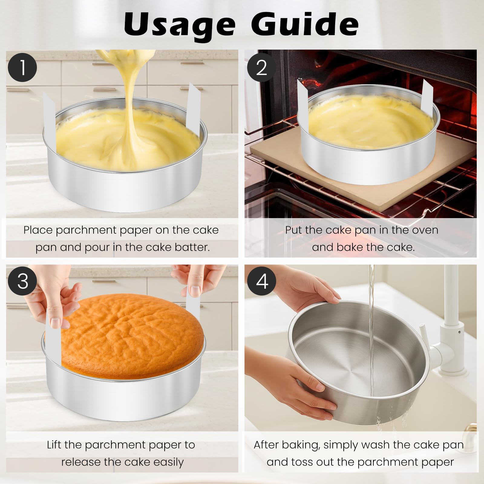 Tutikuki rolled rims prevent batter leakage during baking.