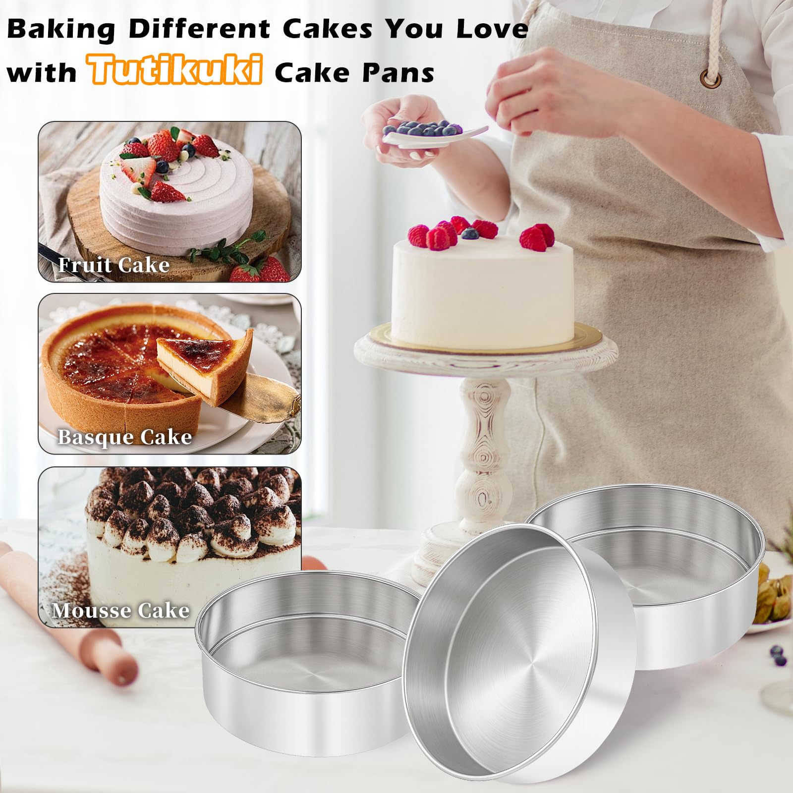 Tutikuki stainless steel pans nonstick interior for easy release