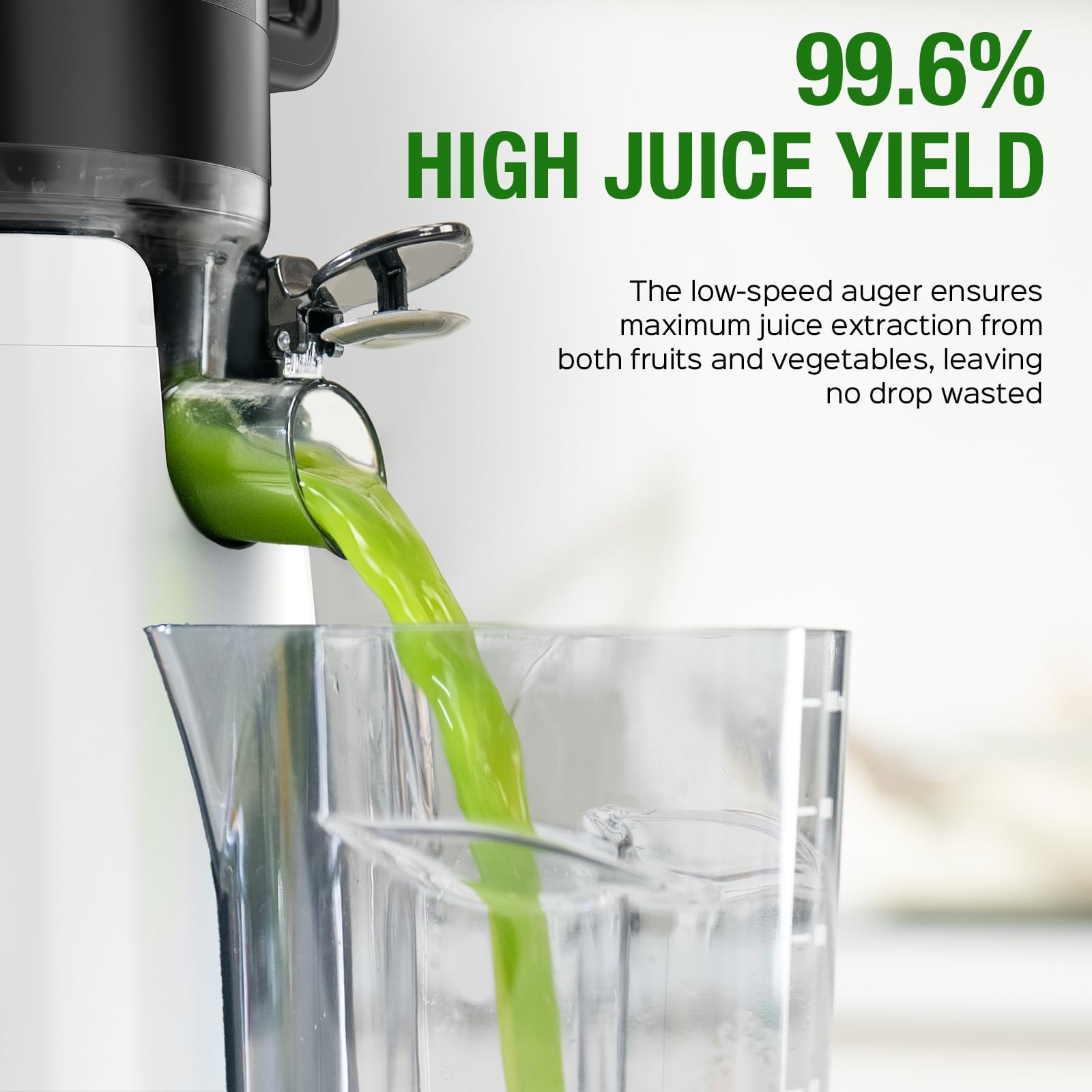 TUUMIIST juicer runs at 55 RPM for slow squeeze and freshness.