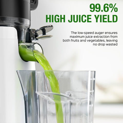 TUUMIIST juicer runs at 55 RPM for slow squeeze and freshness.