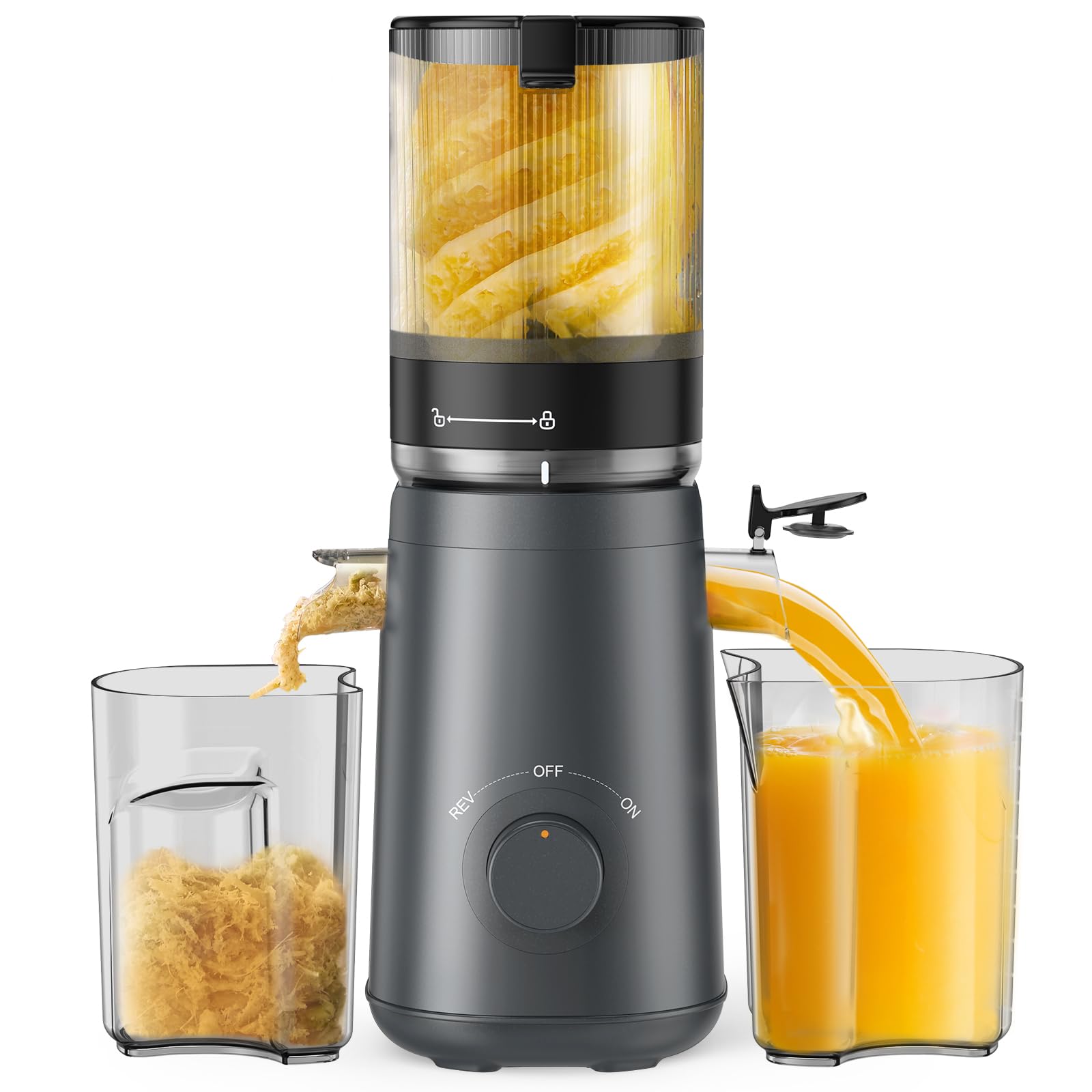TUUMIIST Juicer with 5.3-inch feed chute enables quick, whole-fruit juicing