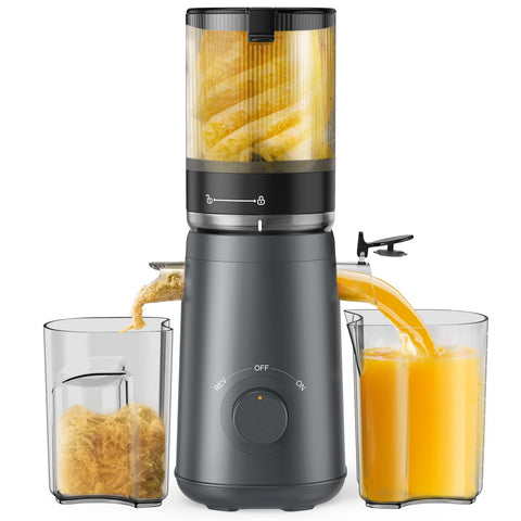 TUUMIIST Juicer with 5.3-inch feed chute enables quick, whole-fruit juicing