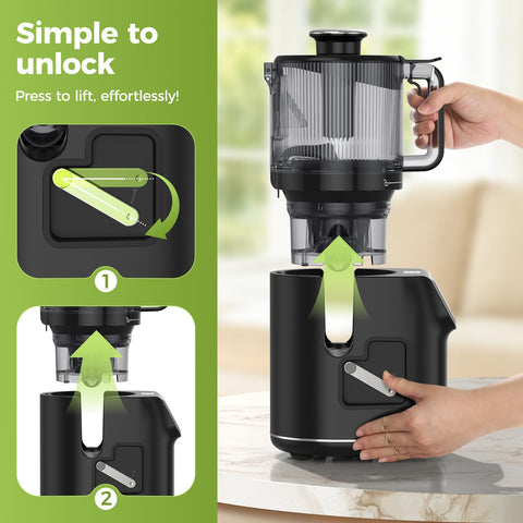 TUUMIIST auto-reverse anti-clog system clears jams for uninterrupted juicing