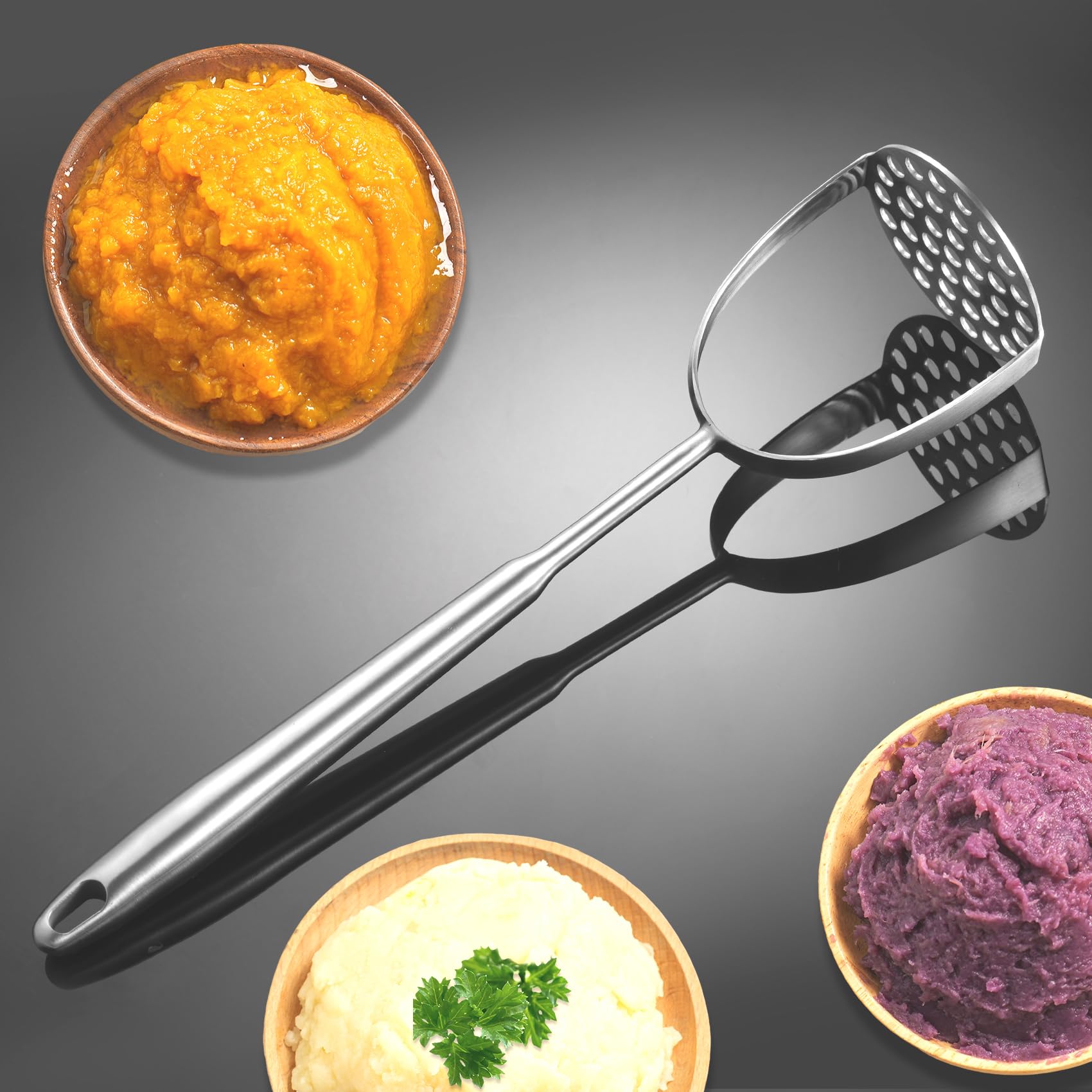 Tuyotue versatile masher ideal for avocados, potatoes, beans and vegetables.