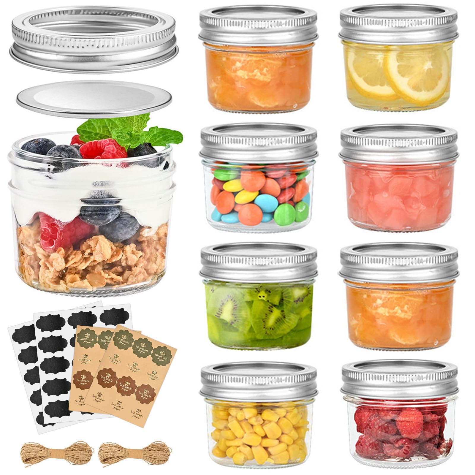 TUZAZO 4oz mini mason jar with lids, airtight for fresh preserves.