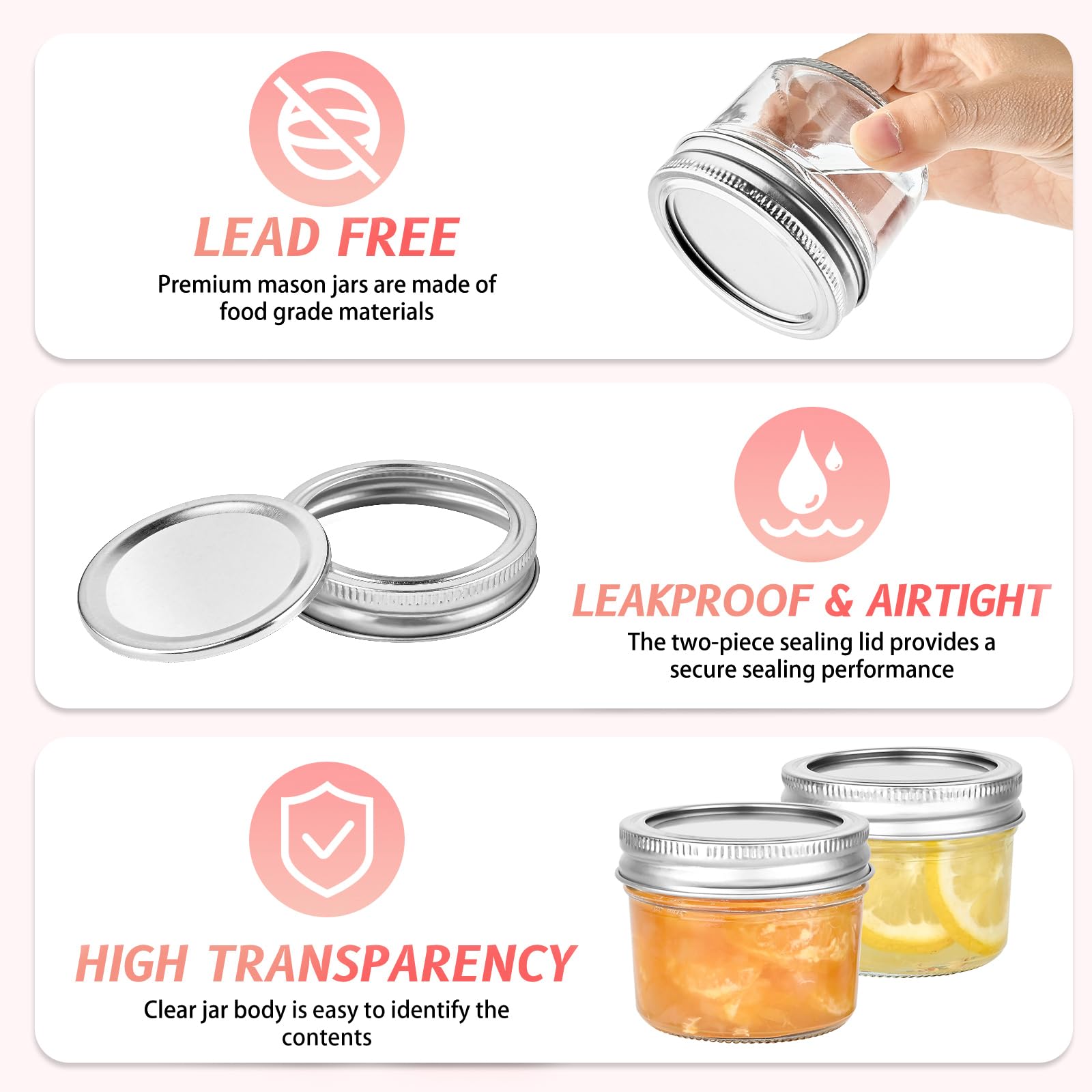 Jams, jellies, yogurts displayed beautifully in TUZAZO 4oz jars.
