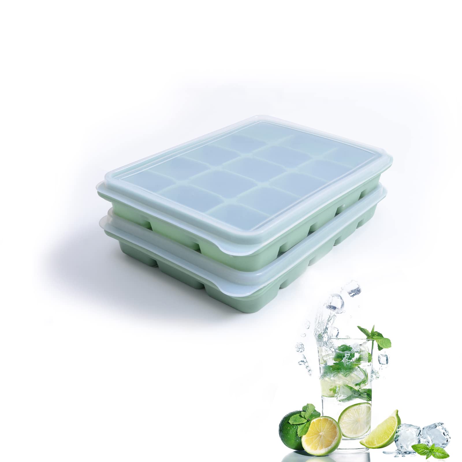Tvmania bamboo-green ice cube trays with two-pack convenience for versatile home use.