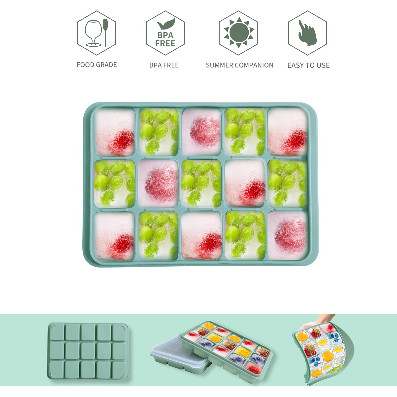 Tvmania easy-release silicone ice tray for quick, perfectly shaped cubes.