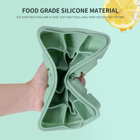 Tvmania freezer-safe silicone tray withstands -40 to 428 degrees Fahrenheit.