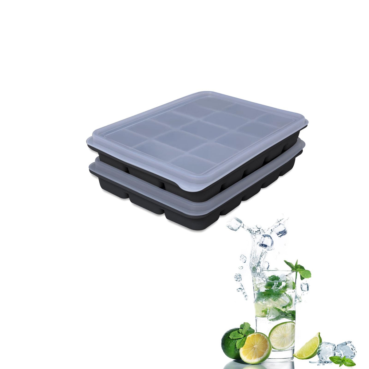 Tvmania ice cube trays with lids lock in freshness for cocktails and cold drinks.