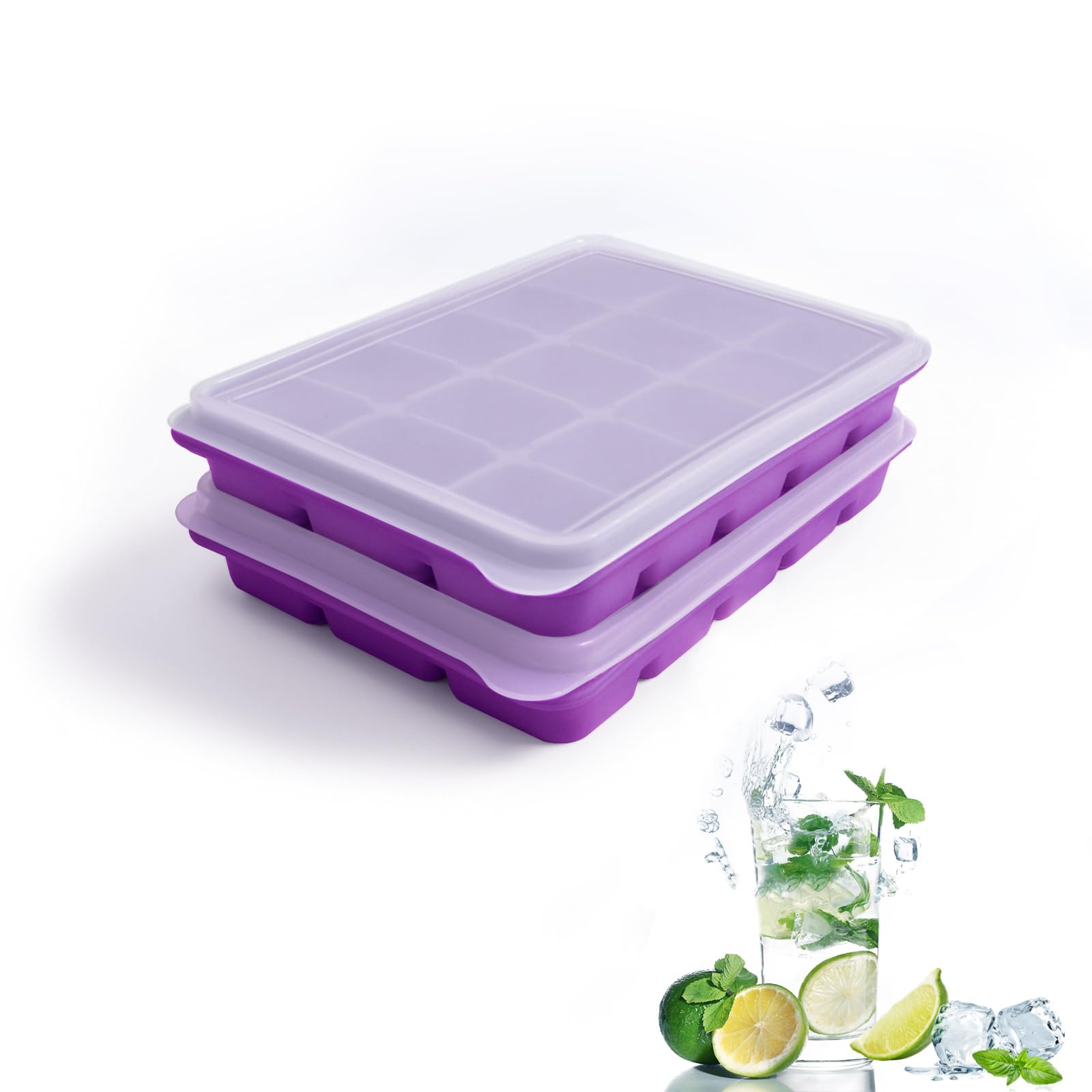 Tvmania purple silicone ice trays set 2, vibrant color for easy cooling.