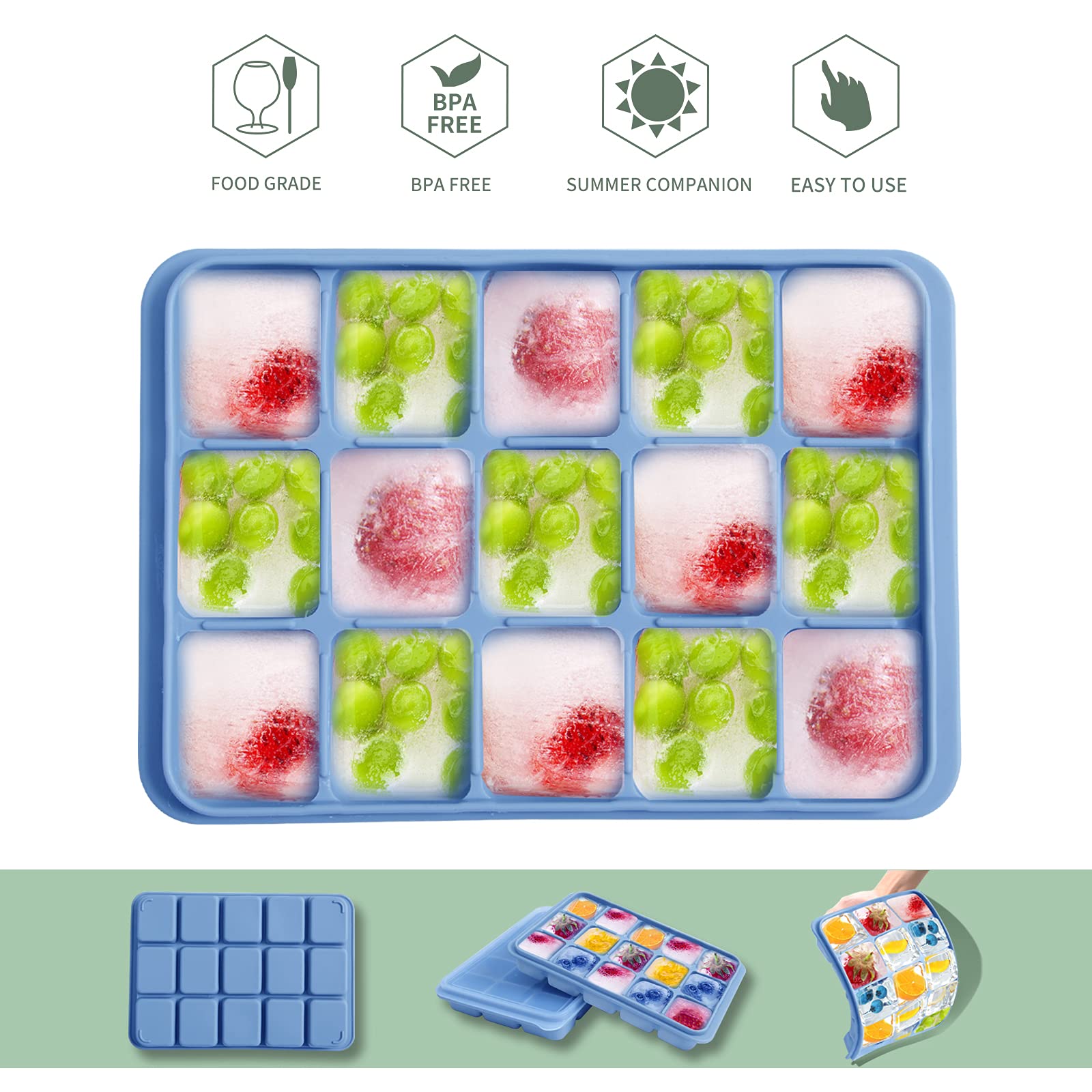 Tvmania removable lids keep cubes fresh and odors out in the freezer.