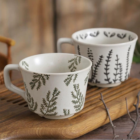 Tvvtuww Durable ceramic stoneware mug in forest green