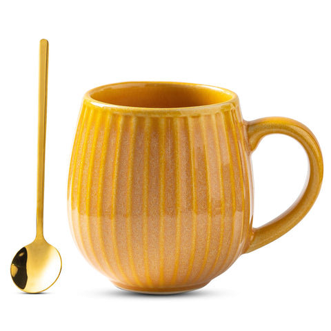 Tvvtuww kiln-fired mug in brilliant yellow with 16 oz capacity for daily coffee.