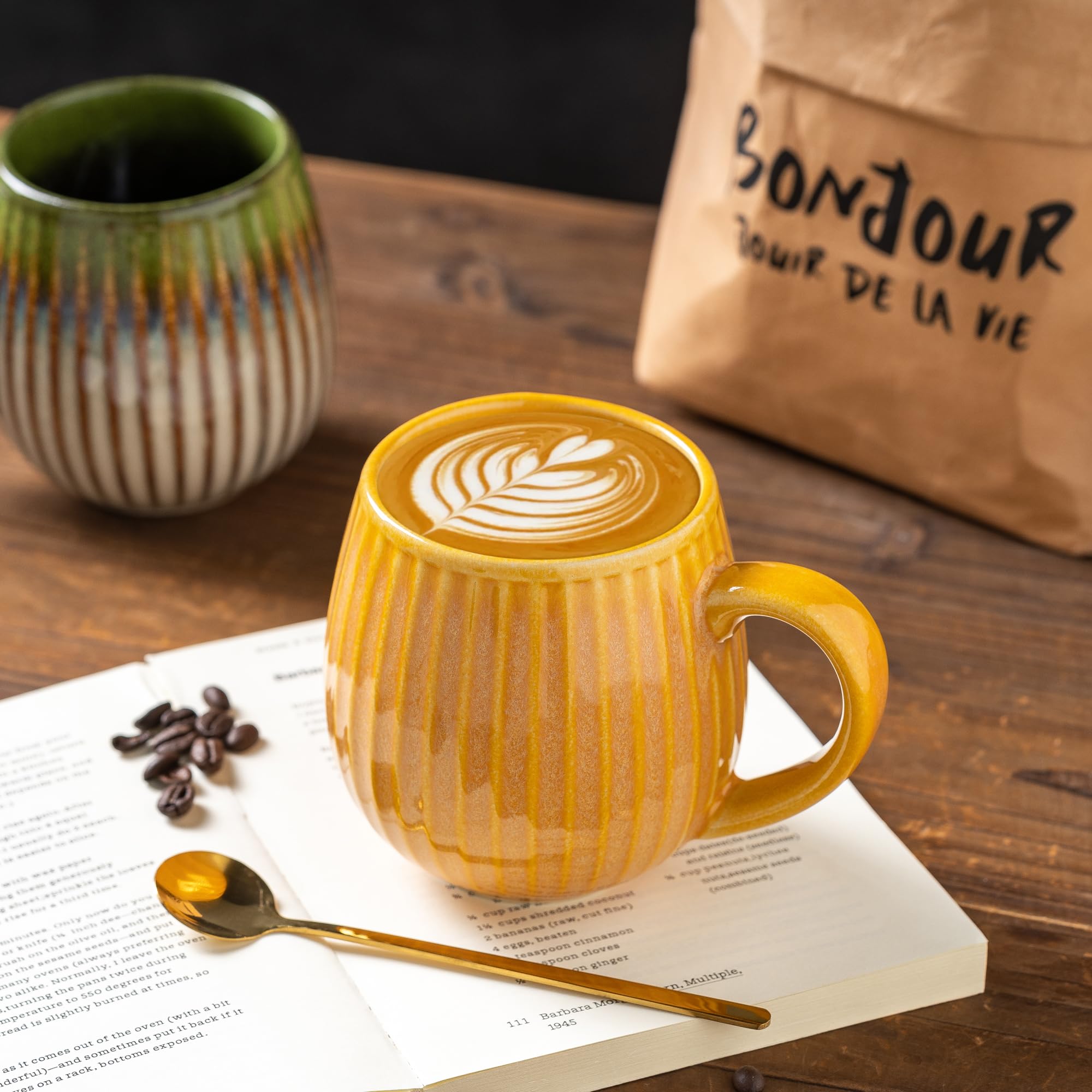 Tvvtuww ergonomic-handle mug offers a comfortable grip during hot beverages.