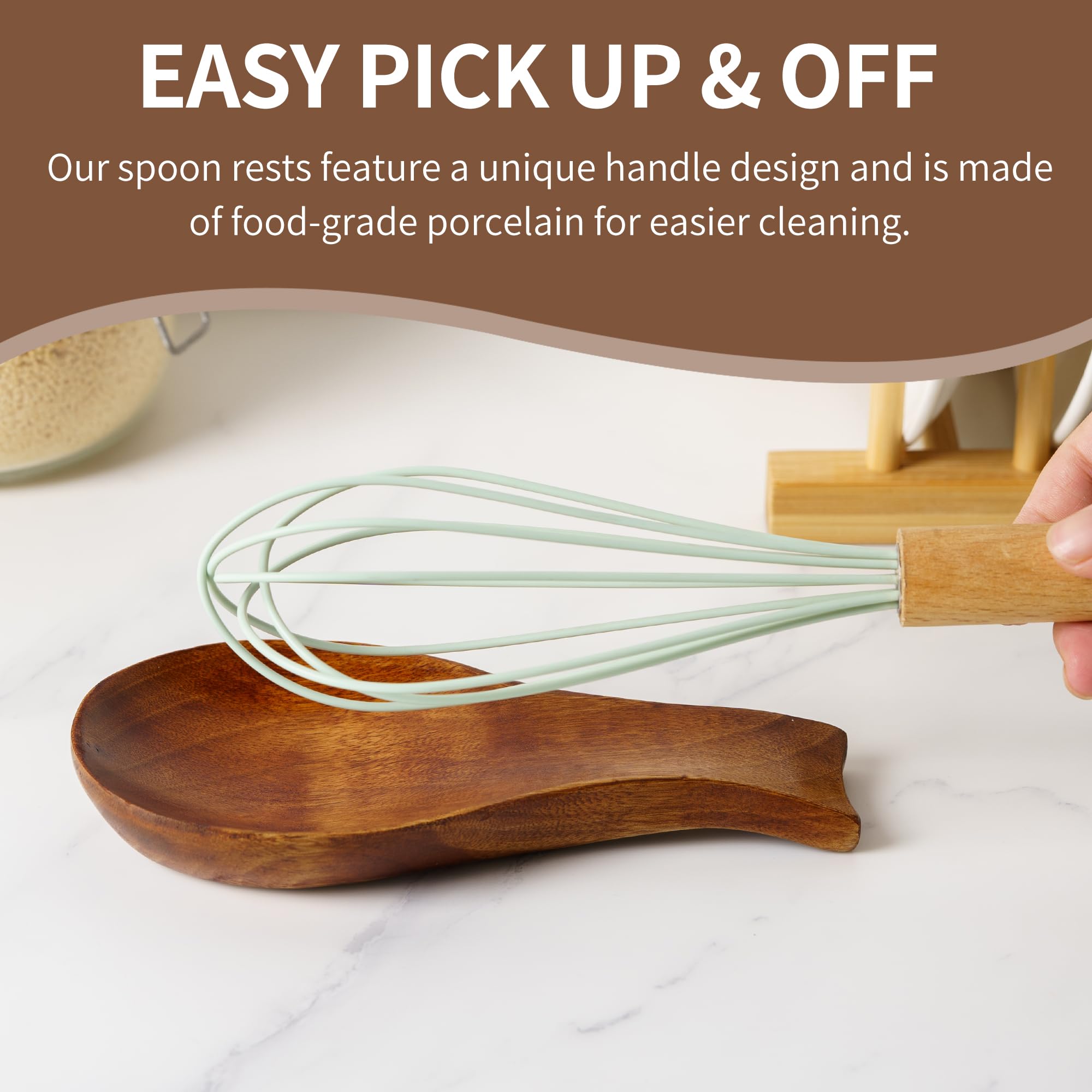Tvvtuww wooden spoon rest with durable construction for everyday kitchen use.