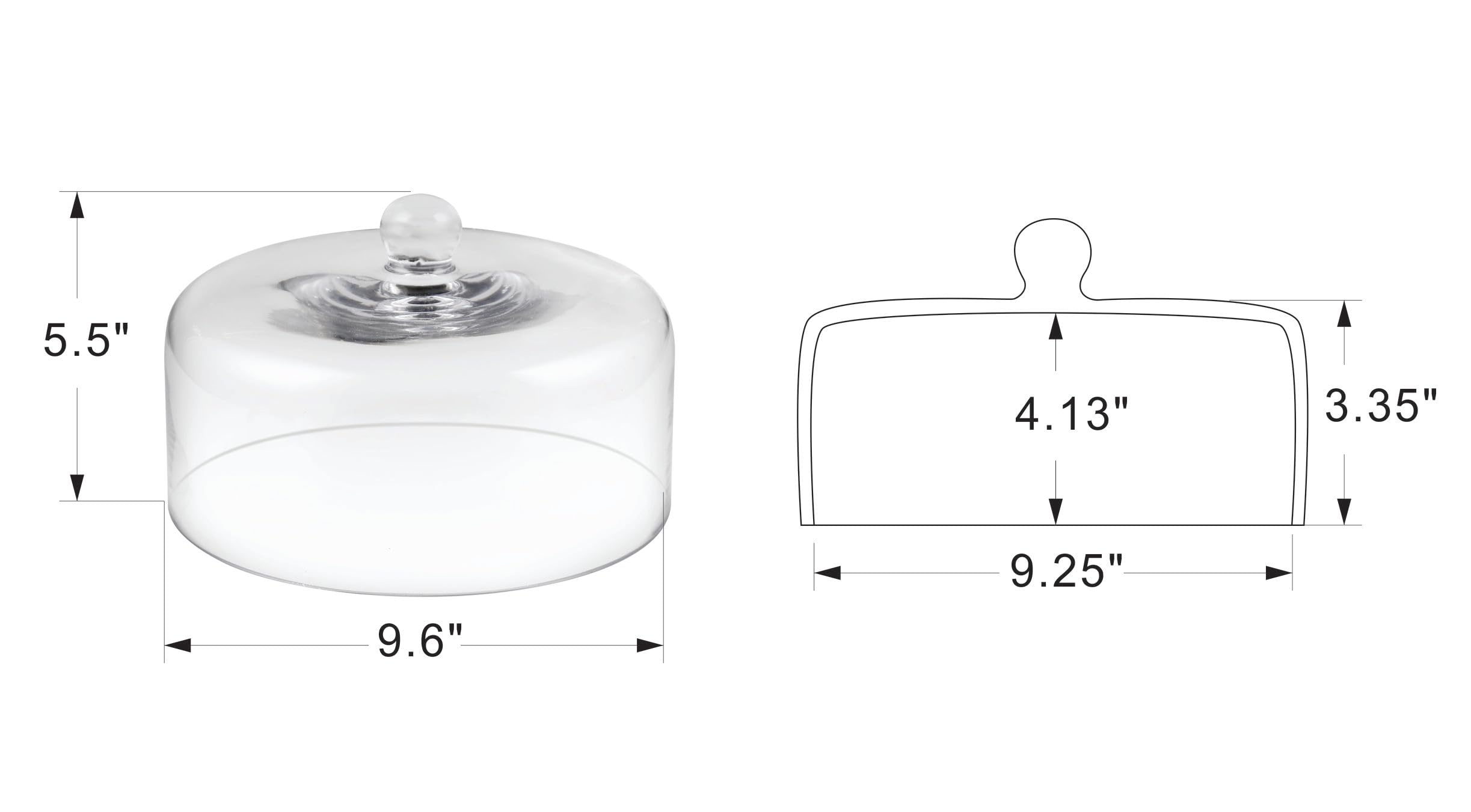 Twakutwaku 9.6-inch glass cake dome side view adds elegance while keeping pastries dust-free