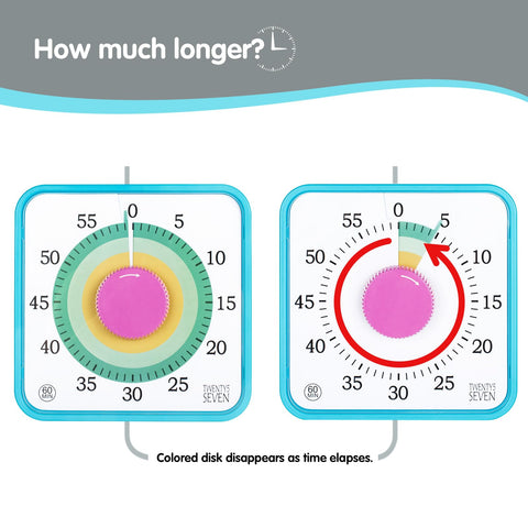 TWENTY5 SEVEN countdown timer 7.5-inch size fits desks or walls.