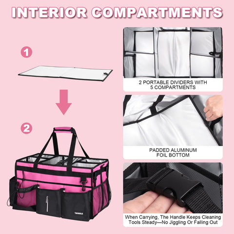 TWINDLE cleaning case with spacious compartments for sprays, brushes, towels