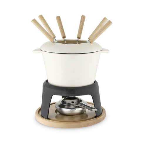 Twine cast iron fondue pot with even heat for smooth melts