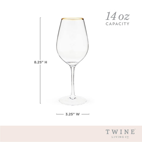 Twine clear, stemmed wine glass showcasing wine color and clarity.