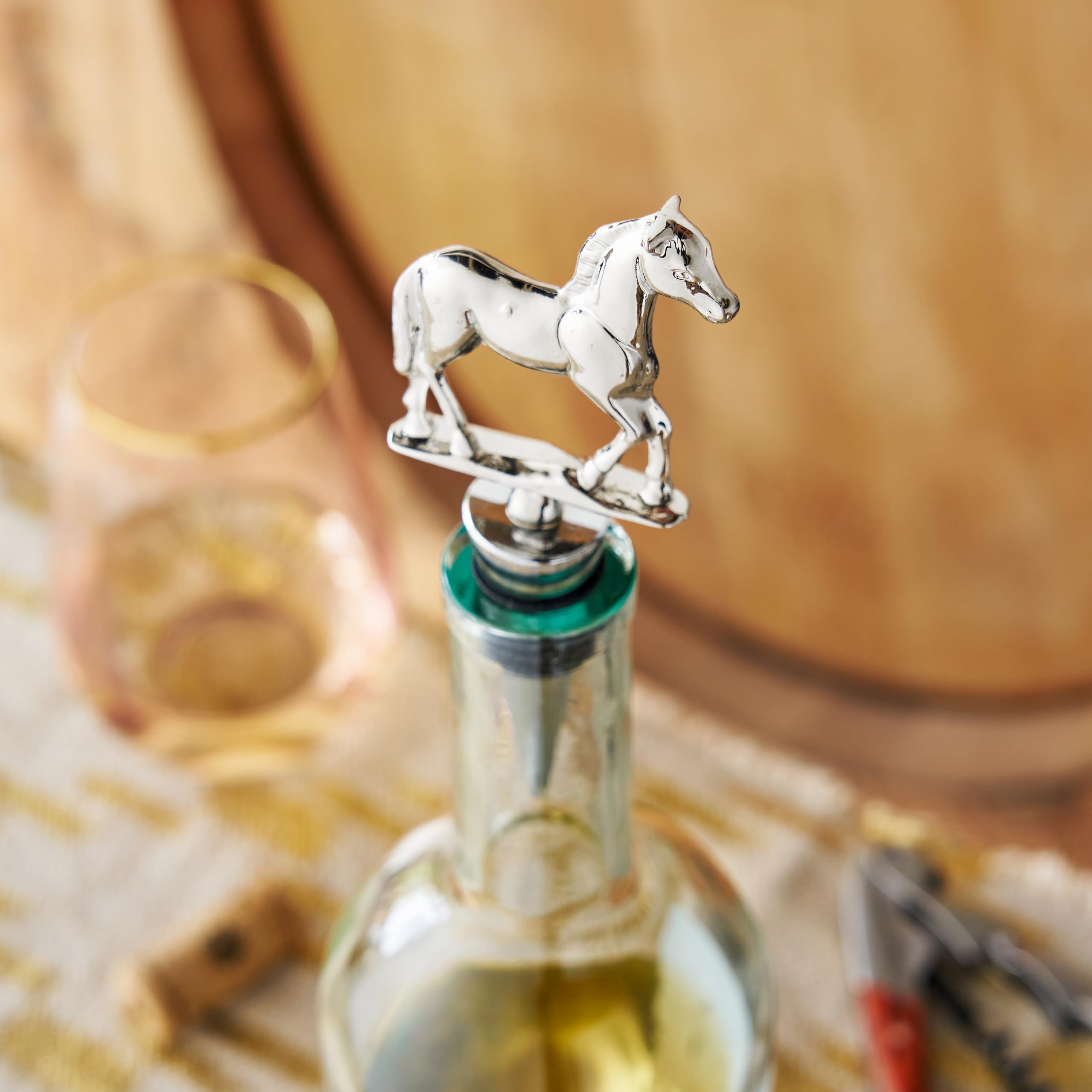Twine Derby bar cart display highlights Derby-inspired wine accessory.