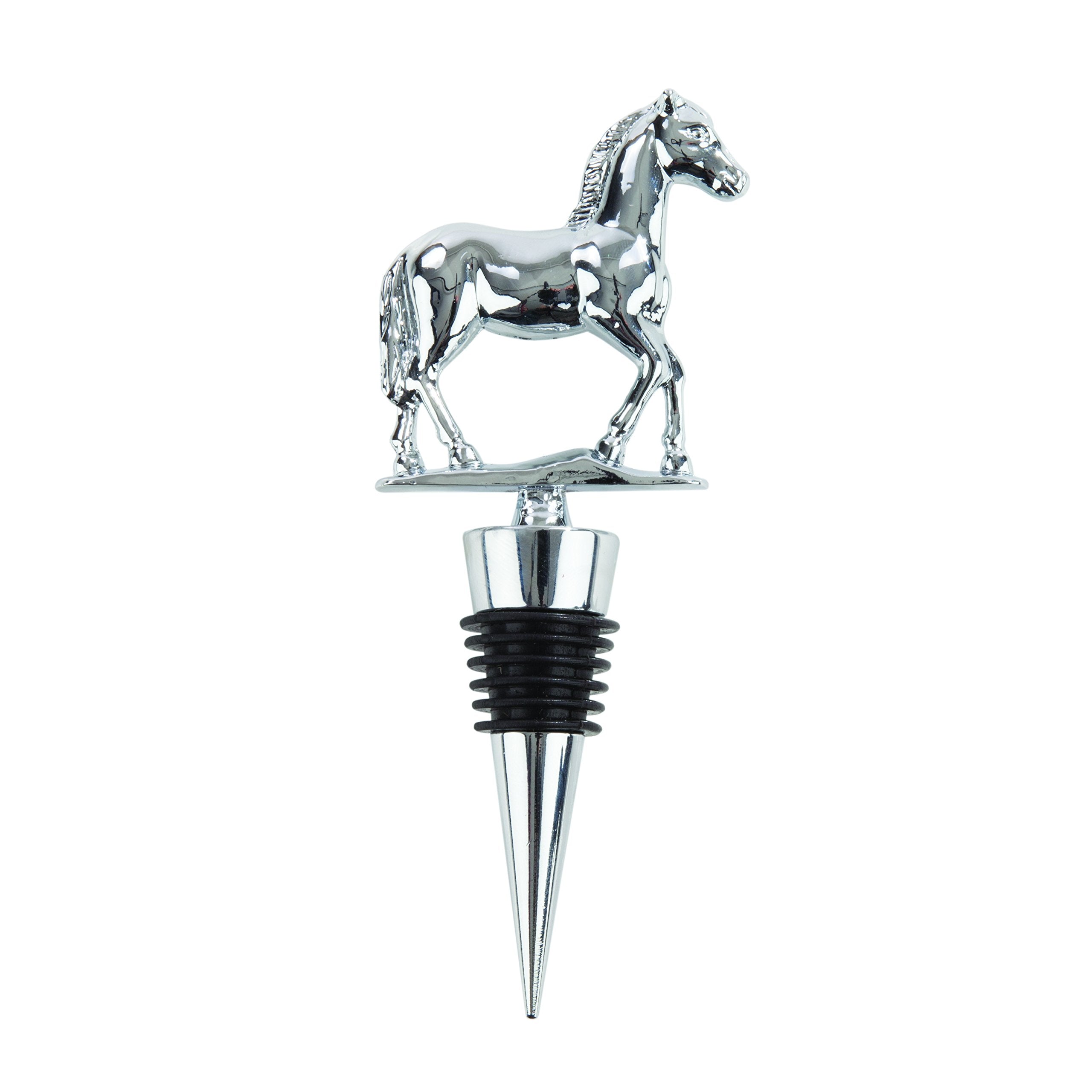 Twine Derby bottle stopper in silver metal provides airtight freshness.