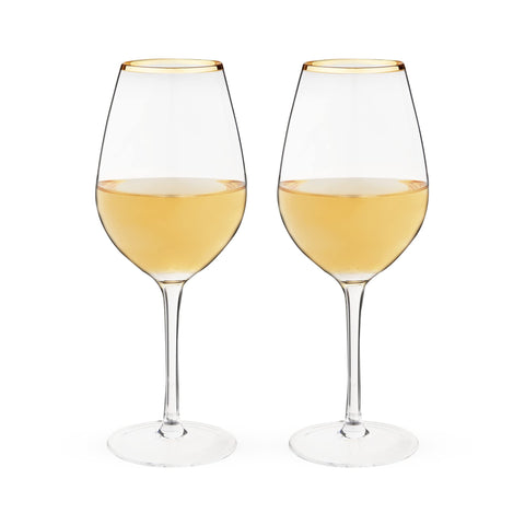 Twine gilded stemmed wine glass with gold rim for elegant table settings.