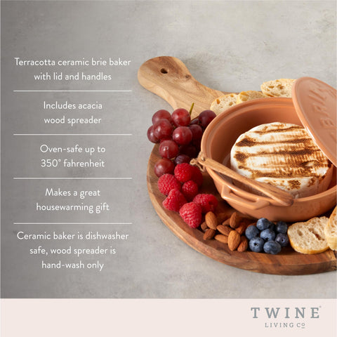 Twine acacia wood spreader included for effortless serving