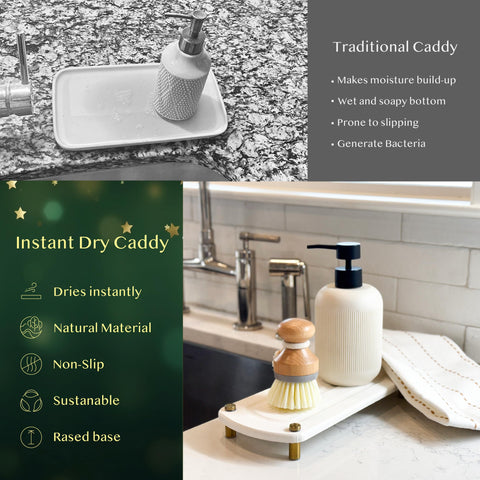 TWINKLE MOMENT elevated stone tray with gold legs enhances airflow and drying