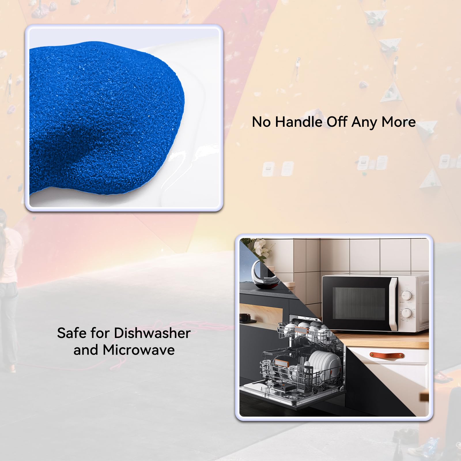 Two Stones rock climbing mug relief detail highlights the artwork.