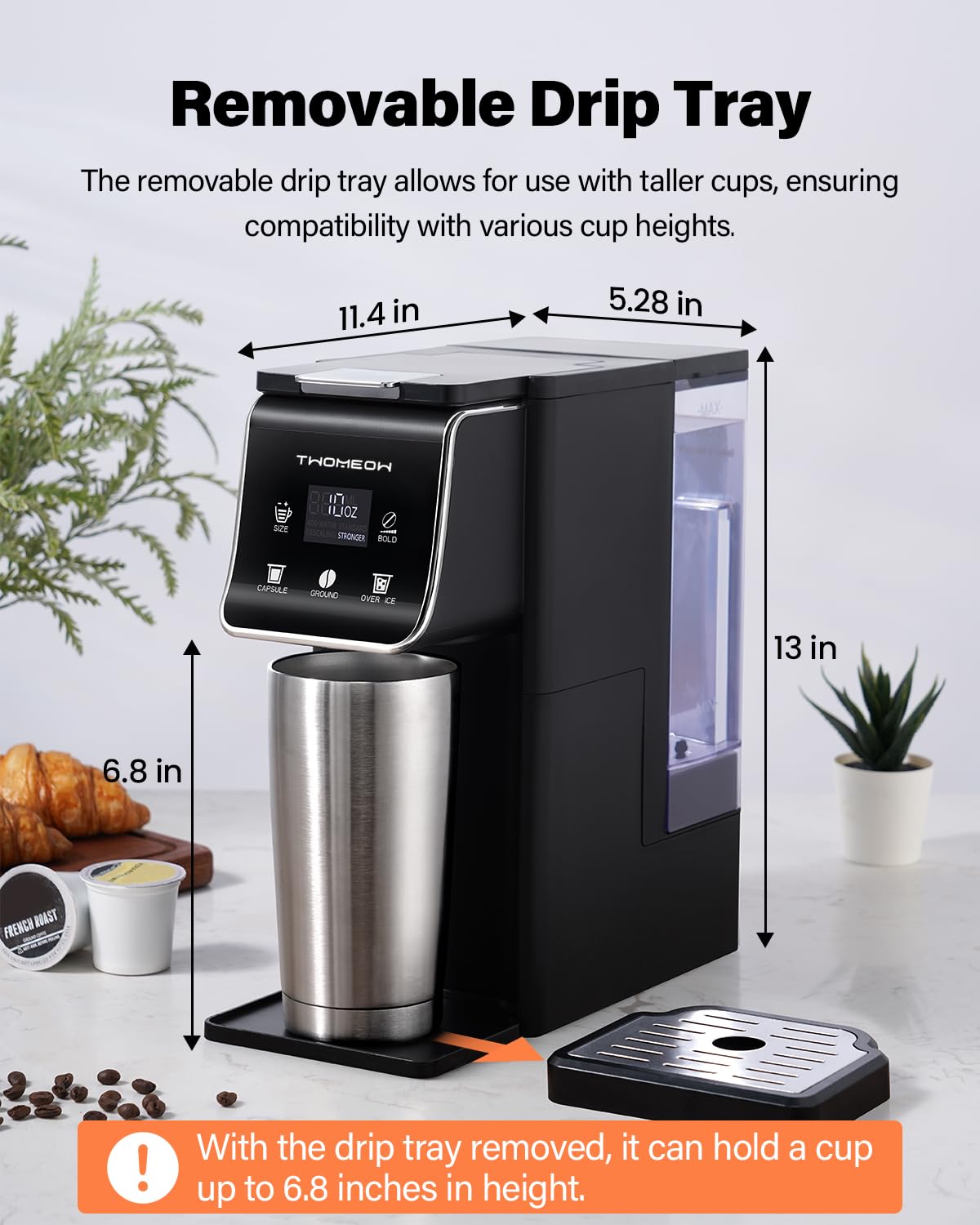 TWOMEOW auto-off energy-saving feature conserves power after brewing