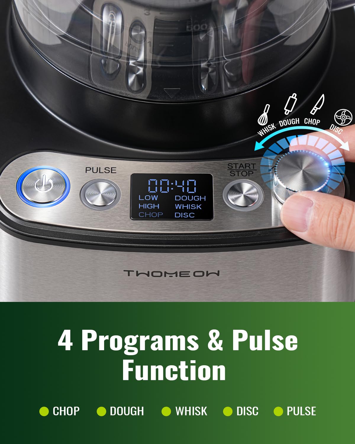 TWOMEOW food processor control panel presets simplify choosing the right setting