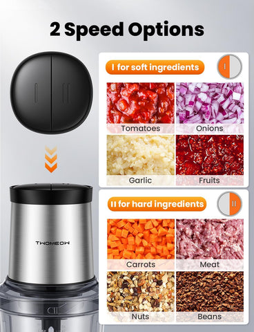 TWOMEOW double S shaped blades ensure even mincing for faster meal prep