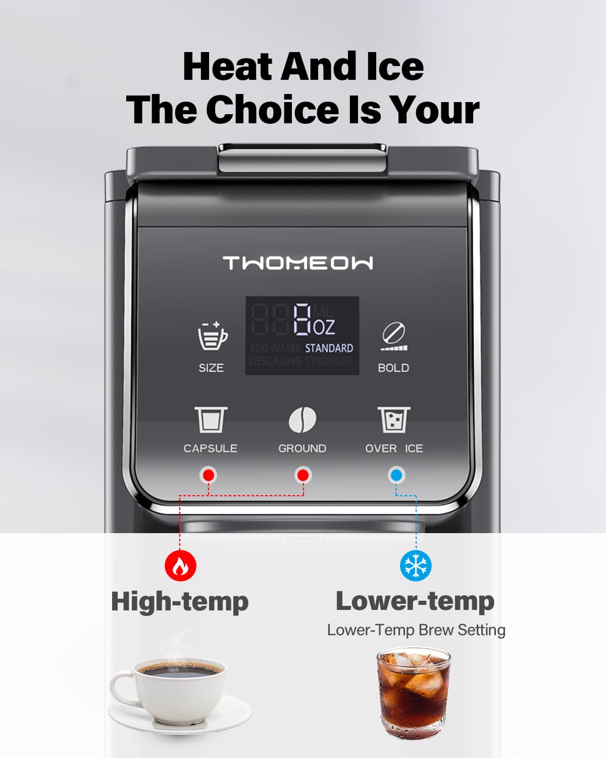 TWOMEOW coffee maker with strong brew mode for richer flavor in action.