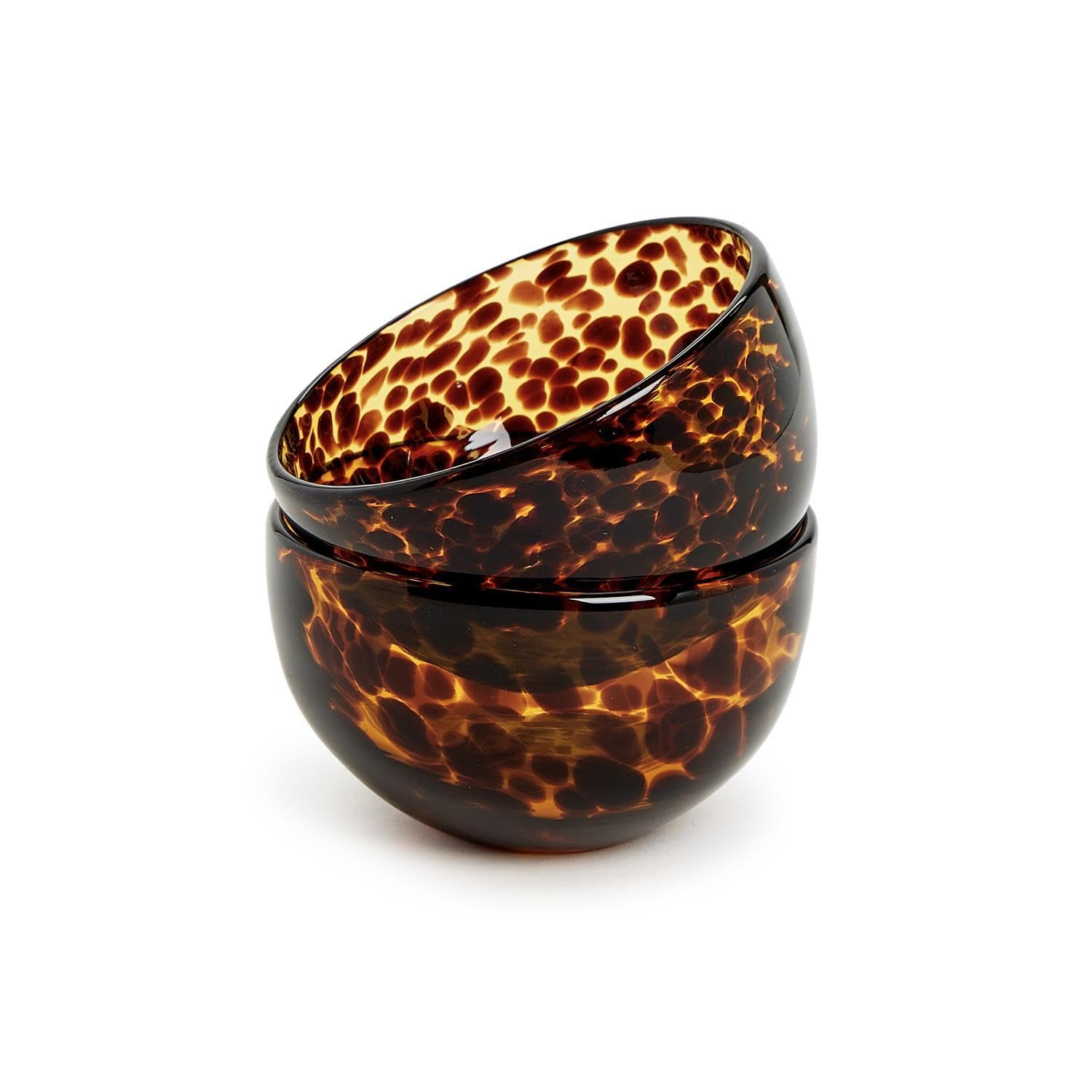 Two's Company tortoise print tidbit bowl on a table ready for entertaining and dessert service.