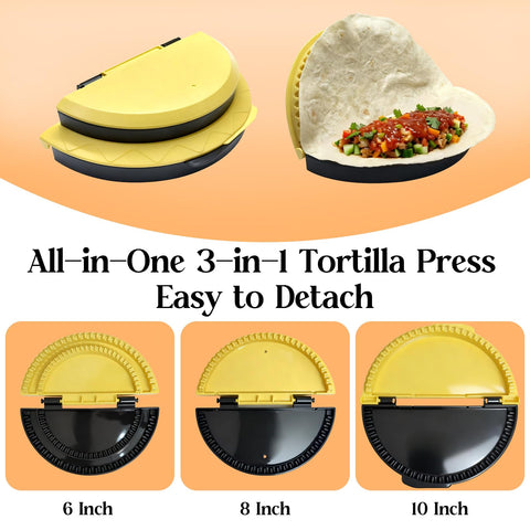 Twostubir 3-in-1 burrito-taco-quesadilla press for quick shells.