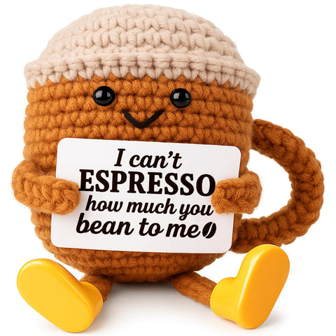 TWPER crochet coffee cup desk decor adds whimsy to your workspace