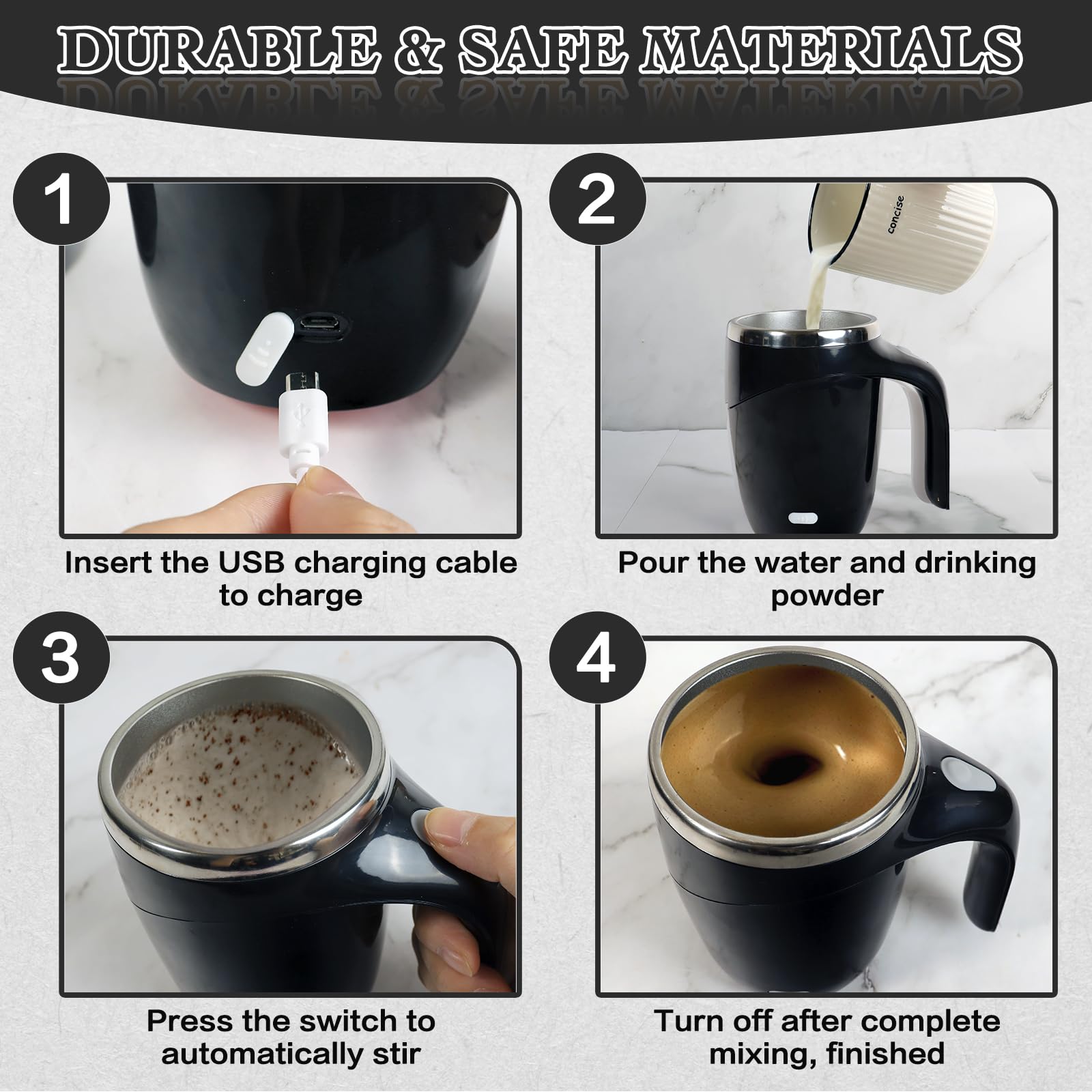 TXLOOK self-stirring mug easy button-activated operation in busy mornings