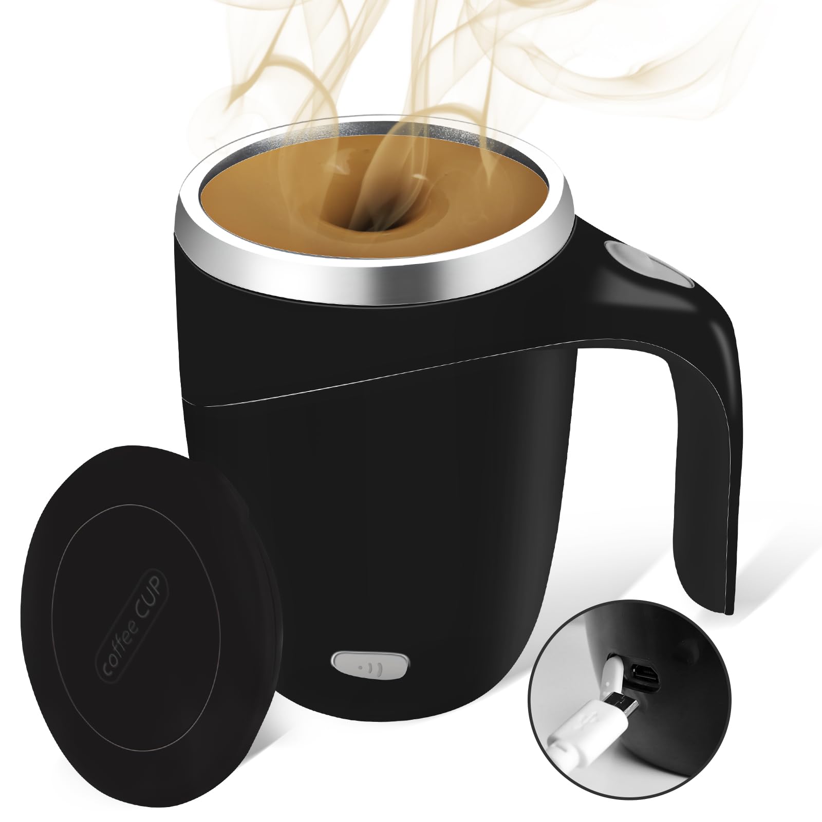 TXLOOK Self Stirring Mug hero with magnetic stirring ready for quick drinks