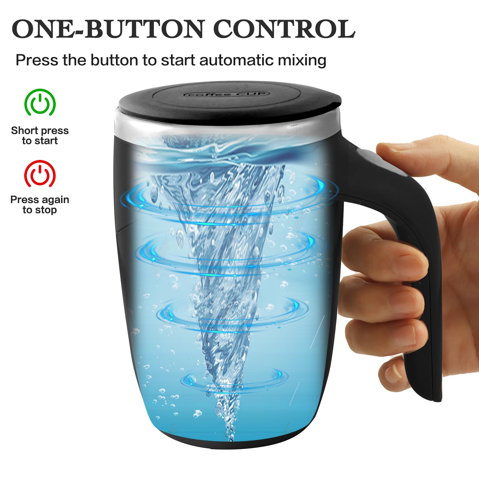 TXLOOK self-stirring mug magnetic stirrer in action for coffee and cocoa
