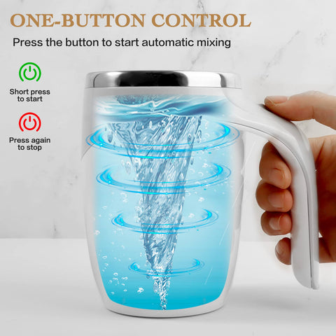 TXLOOK self stirring mug press-to-stir action for quick blends