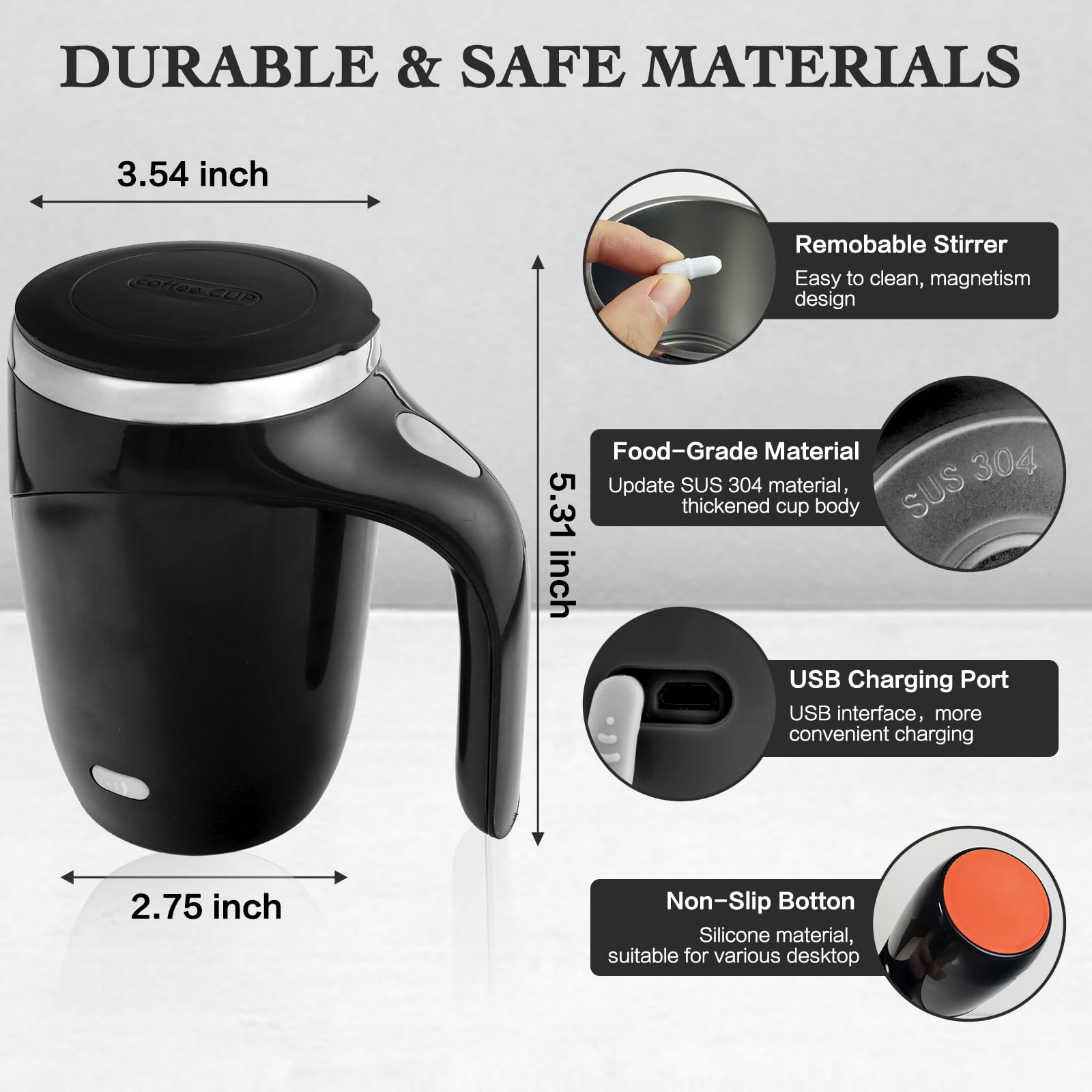 TXLOOK self-stirring mug USB charging for use anywhere